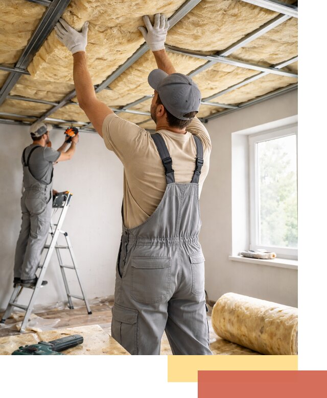 Утепление потолка под ключ в таре качественно и быстро