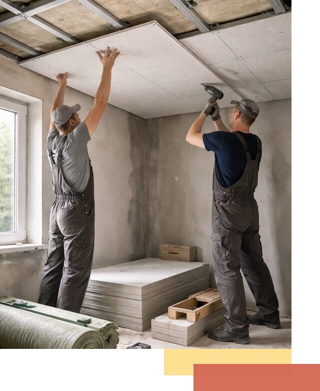 Шумоизоляция потолка панелями ЗИПС в таре